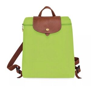 Longchamp Le Pliage Recycled Canvas Foldable Backpack NWOT leather trim